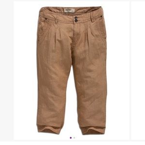 TIMEOUT linen blend earth tan cropped pant 42/10US
